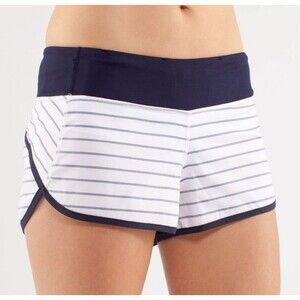 Lululemon Run Speed Short Women’s Size 4 Quiet Stripe Deep Indigo White